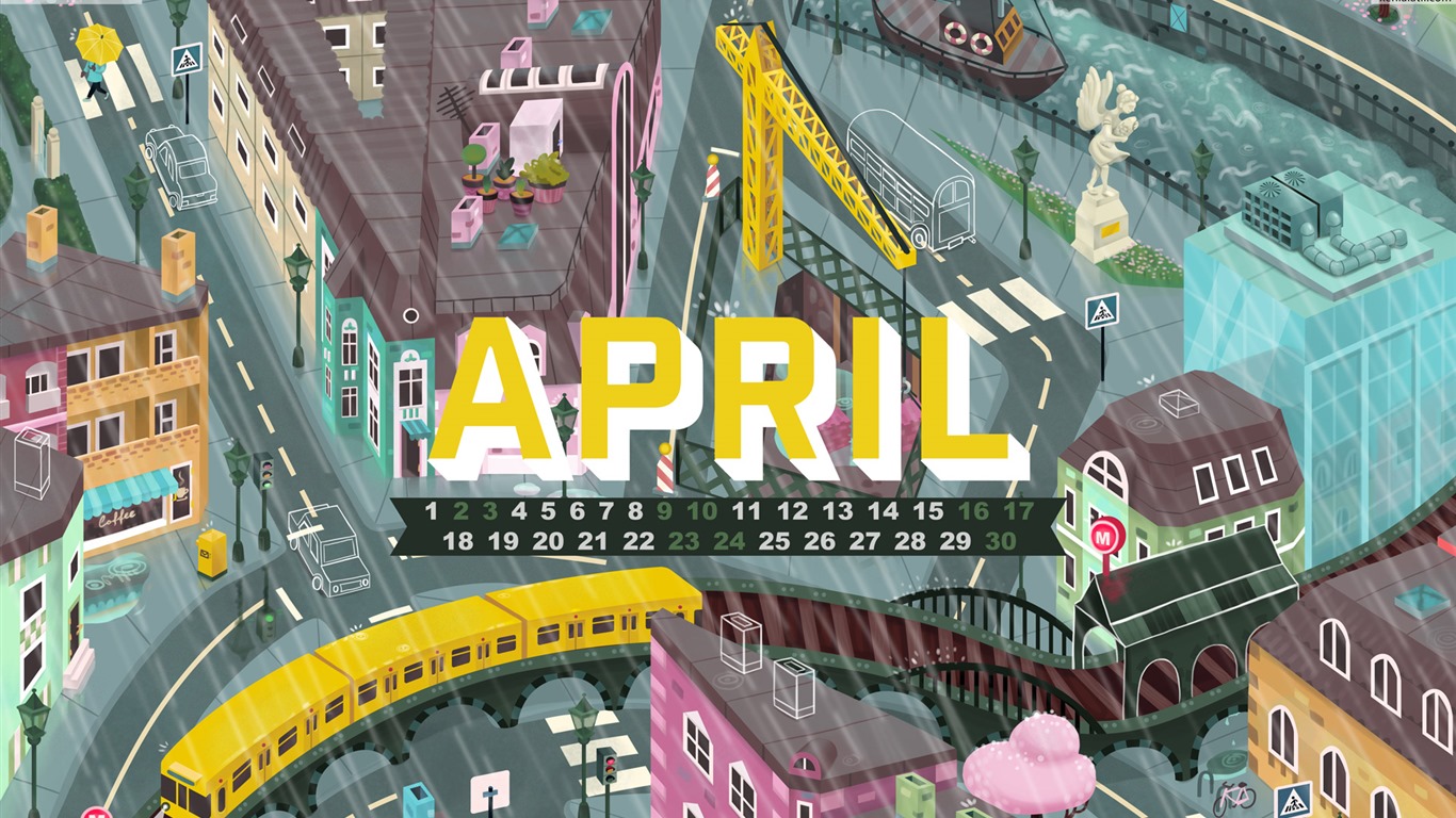 April 2016 calendar wallpaper (2) #1 - 1366x768