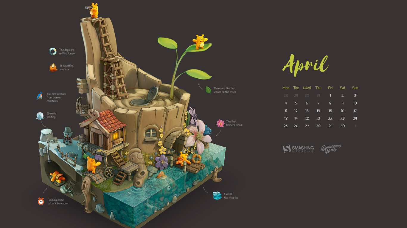 April 2016 calendar wallpaper (2) #17 - 1366x768