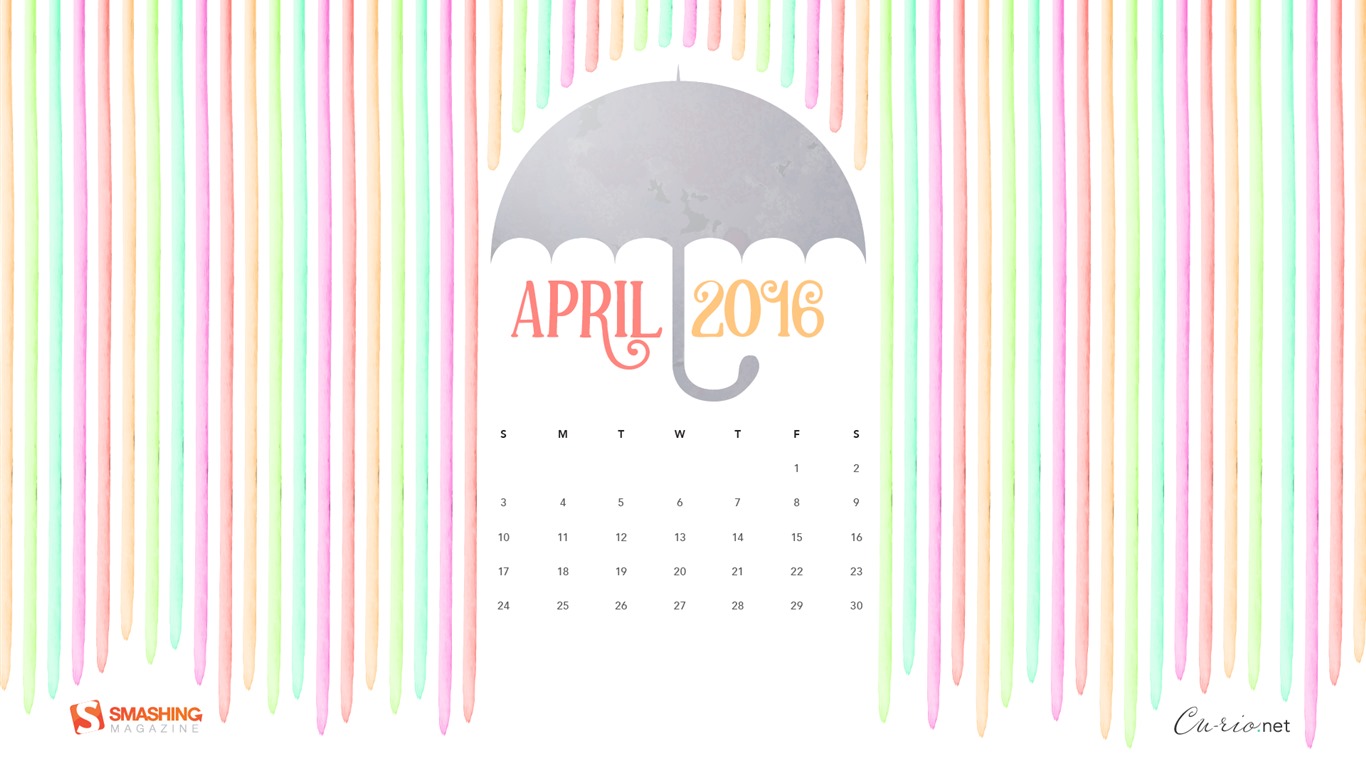 2016年4月カレンダー壁紙（2） #20 - 1366x768