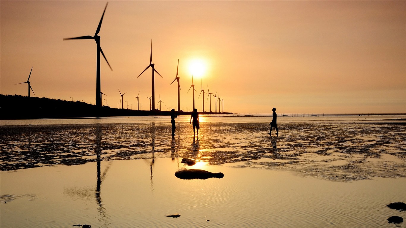 Taiwan Gaomei wetlands sunset HD Wallpapers #9 - 1366x768