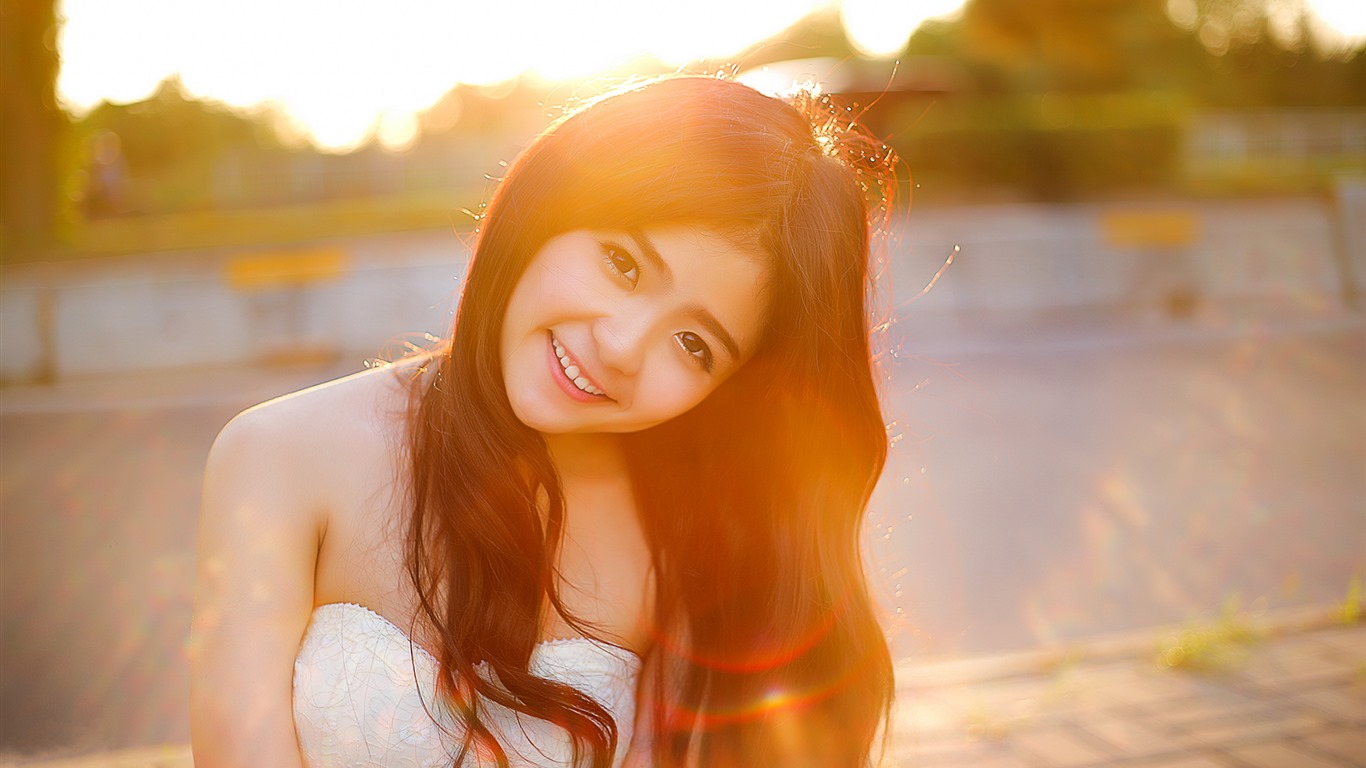 Pure and lovely young Asian girl HD wallpapers collection (1) #4 - 1366x768