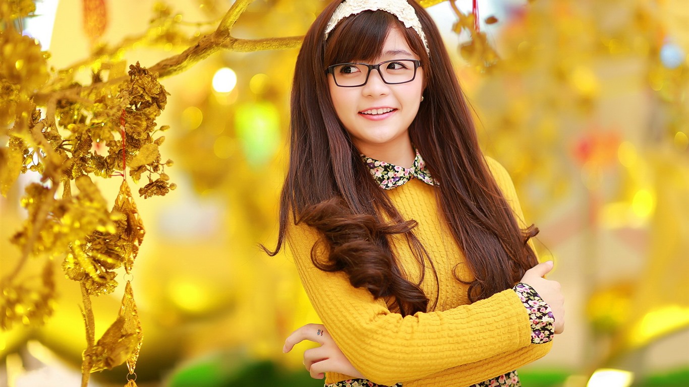 Pure and lovely young Asian girl HD wallpapers collection (1) #13 - 1366x768