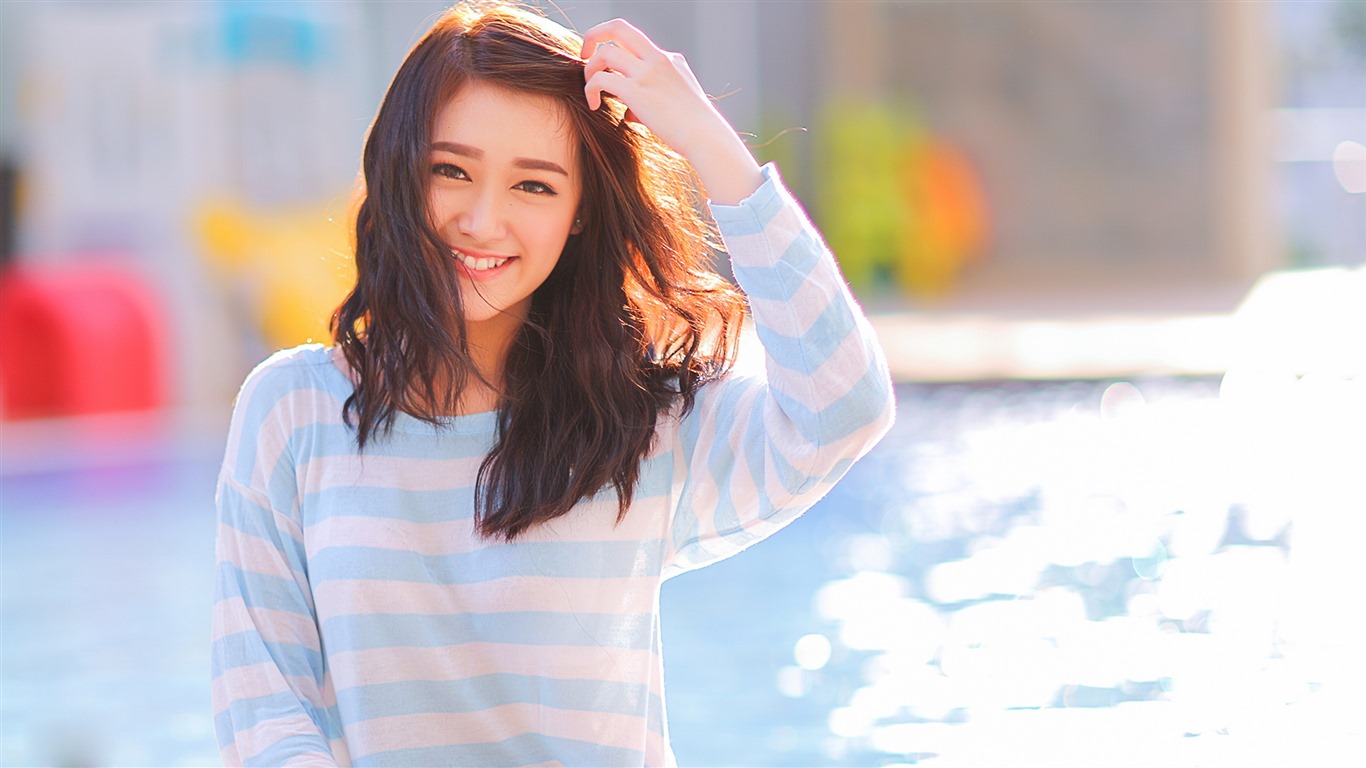 순수하고 사랑스러운 젊은 아시아 여자의 HD 월페이퍼 컬렉션 (1) #22 - 1366x768