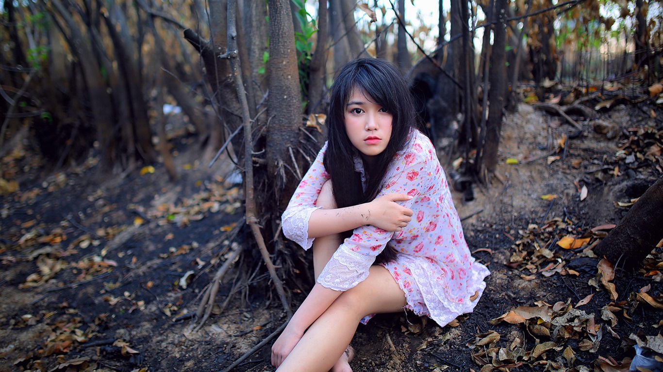 순수하고 사랑스러운 젊은 아시아 여자의 HD 월페이퍼 컬렉션 (1) #24 - 1366x768