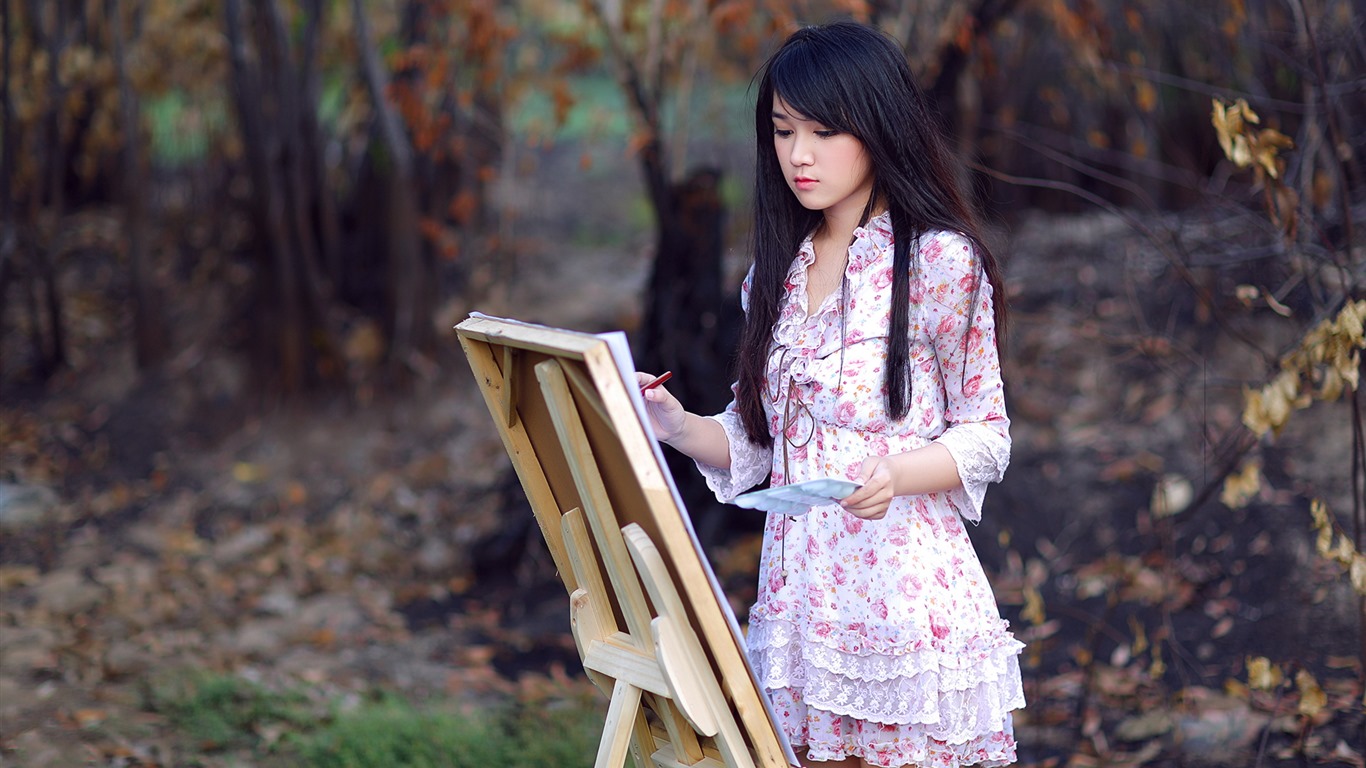 Pure and lovely young Asian girl HD wallpapers collection (1) #25 - 1366x768