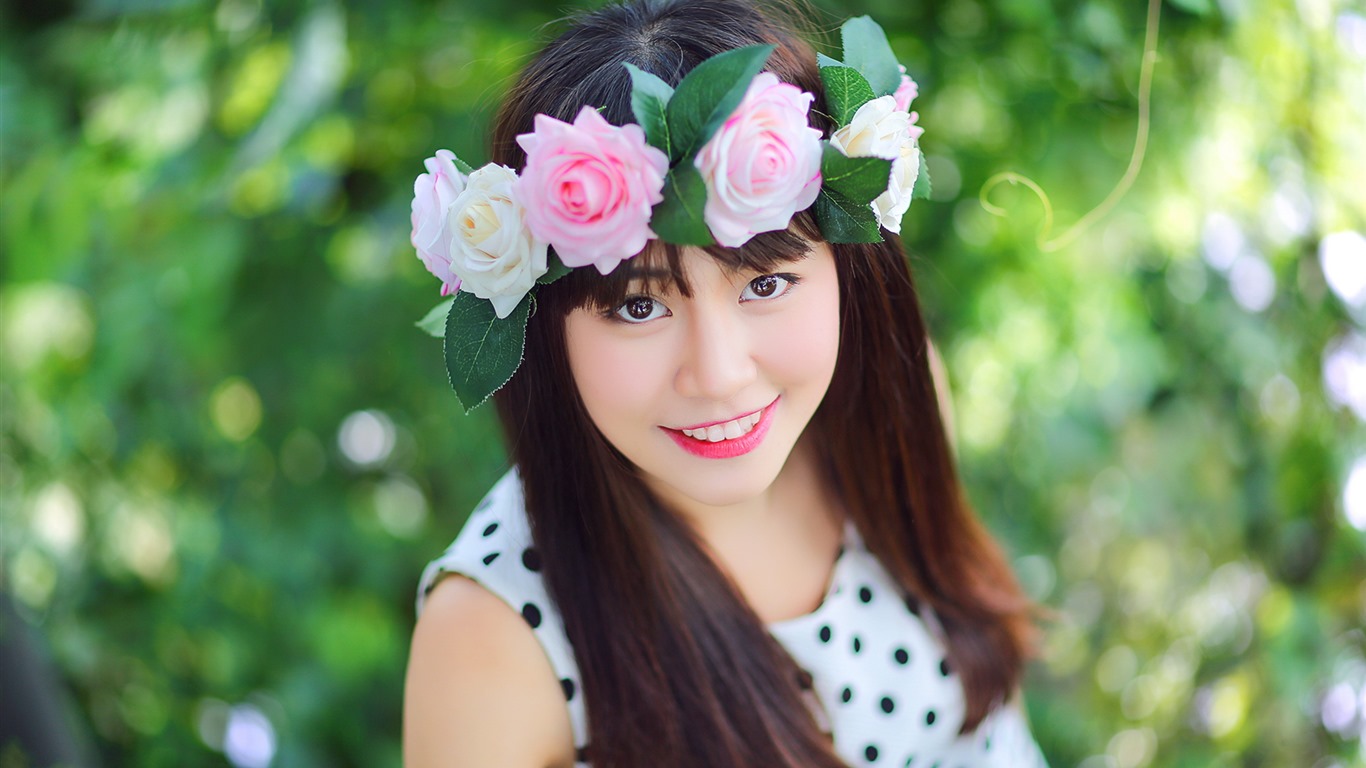 순수하고 사랑스러운 젊은 아시아 여자의 HD 월페이퍼 컬렉션 (1) #37 - 1366x768