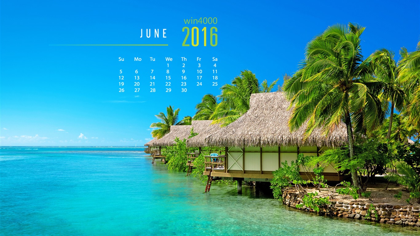 Июнь 2016 обои календарь (1) #1 - 1366x768