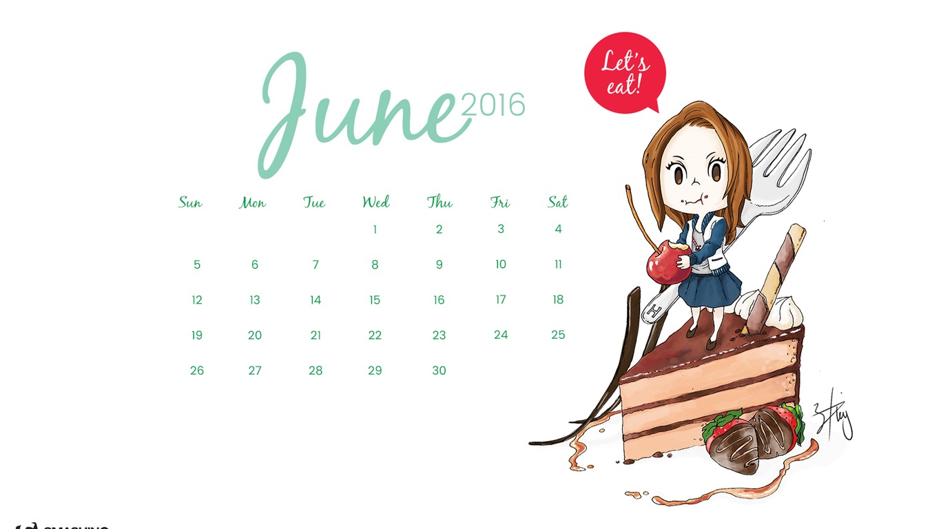 2016年6月 月曆壁紙(二) #13 - 1366x768