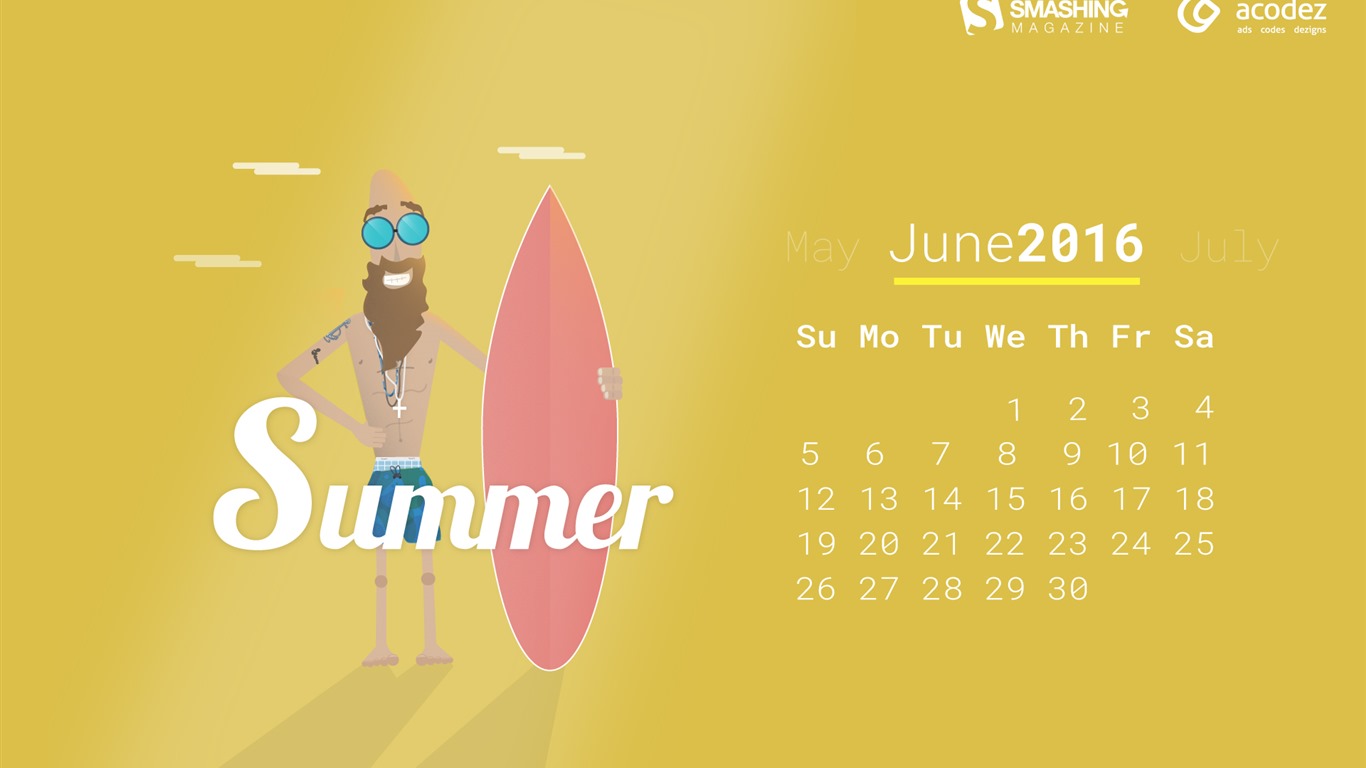 June 2016 calendar wallpaper (2) #17 - 1366x768