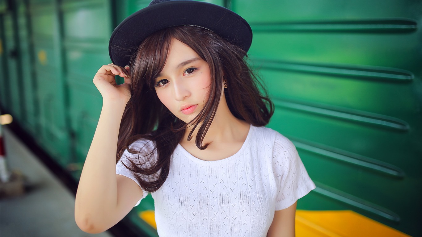 순수하고 사랑스러운 젊은 아시아 여자의 HD 월페이퍼 컬렉션 (2) #1 - 1366x768
