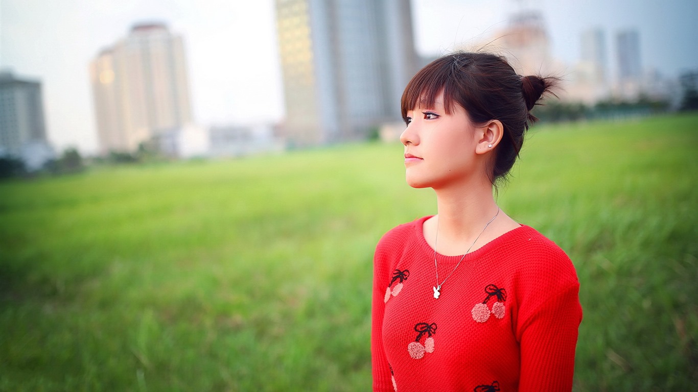 순수하고 사랑스러운 젊은 아시아 여자의 HD 월페이퍼 컬렉션 (2) #11 - 1366x768