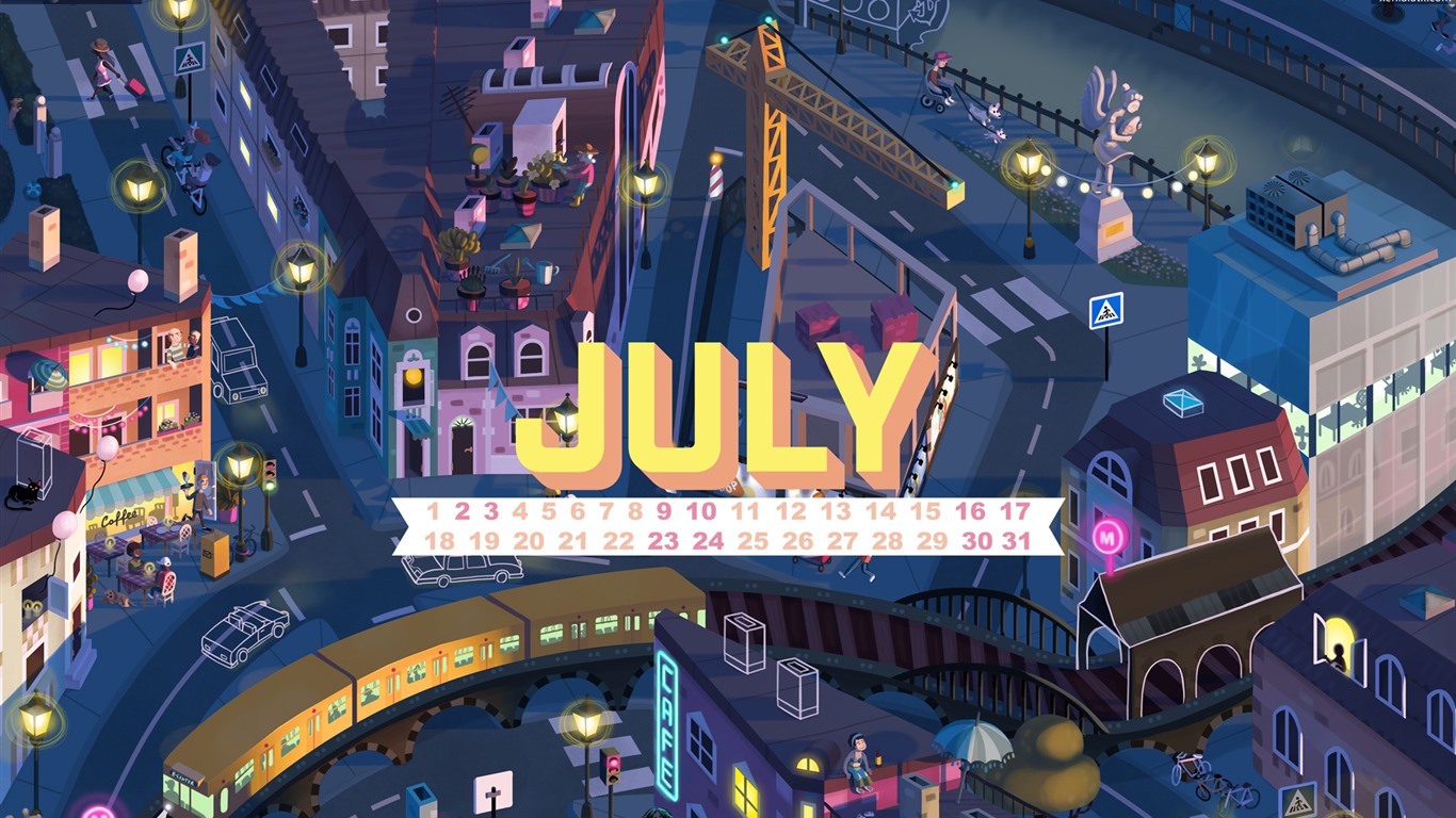Juli 2016 Kalender Wallpaper (1) #1 - 1366x768