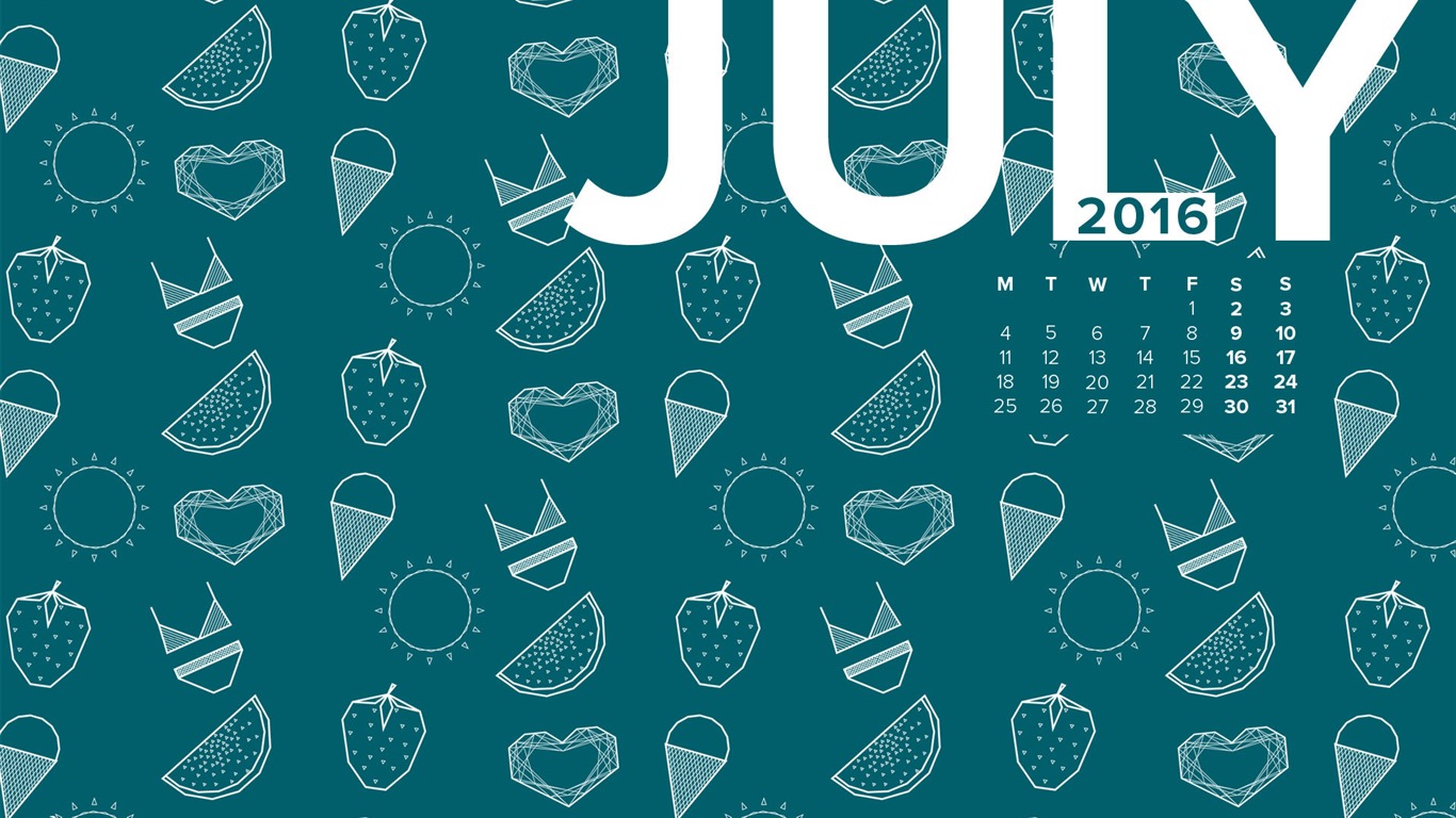 Juli 2016 Kalender Wallpaper (2) #7 - 1366x768