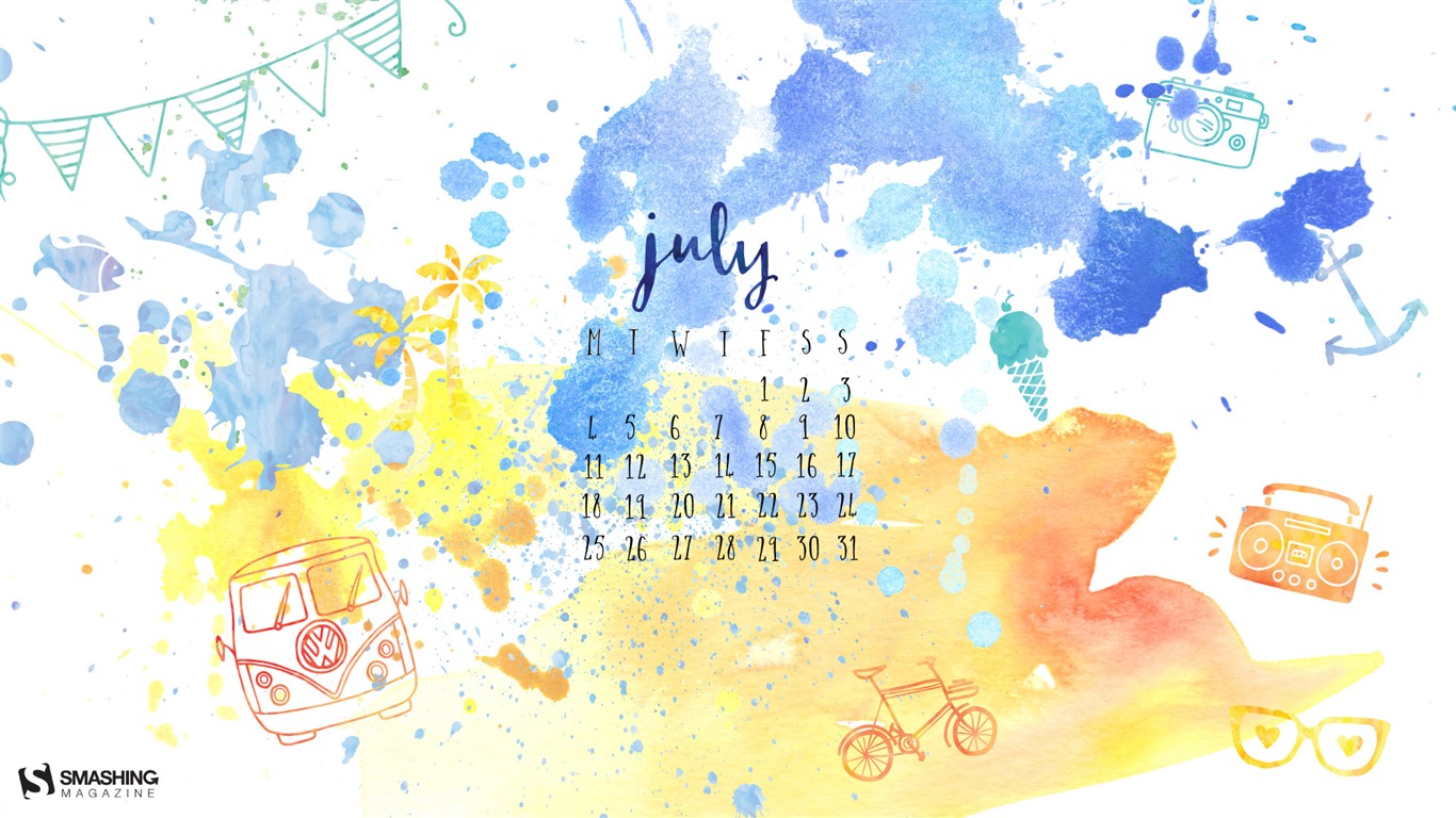 July 2016 calendar wallpaper (2) #11 - 1366x768