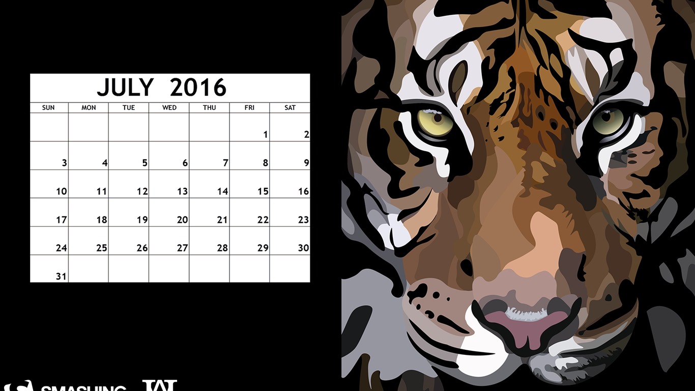 Julio 2016 fondo de pantalla de calendario (2) #18 - 1366x768