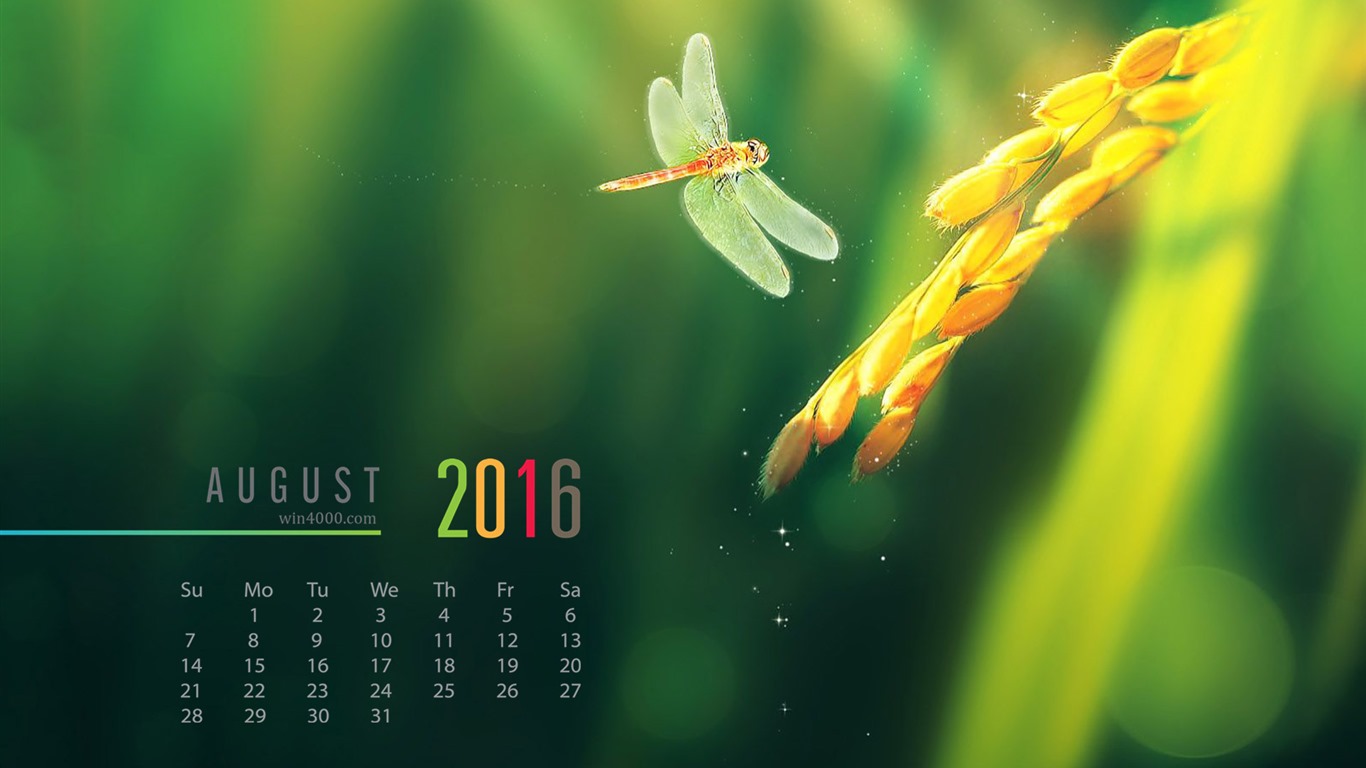 Srpna 2016 kalendář tapeta (2) #2 - 1366x768