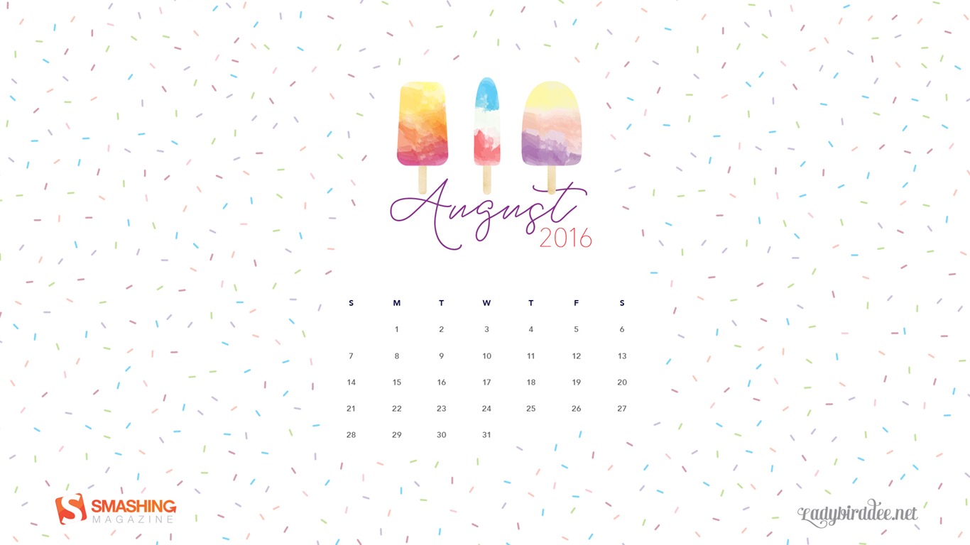 De agosto de el año 2016 fondo de pantalla de calendario (2) #8 - 1366x768