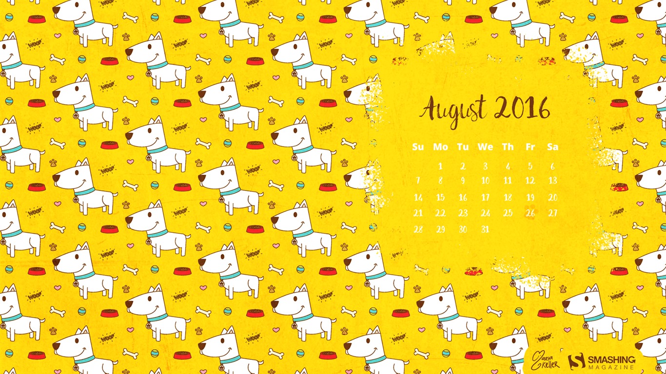 De agosto de el año 2016 fondo de pantalla de calendario (2) #9 - 1366x768