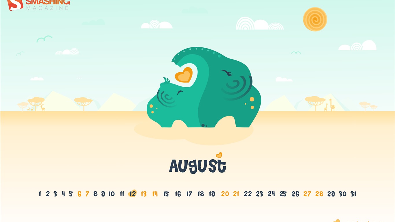 Август 2016 обои календарь (2) #10 - 1366x768
