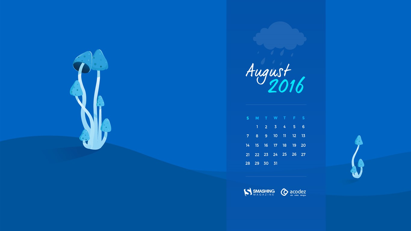 De agosto de el año 2016 fondo de pantalla de calendario (2) #15 - 1366x768