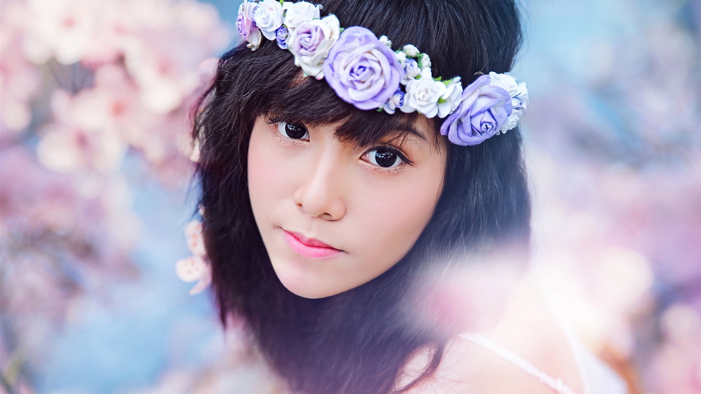 순수하고 사랑스러운 젊은 아시아 여자의 HD 월페이퍼 컬렉션 (3) #18 - 1366x768