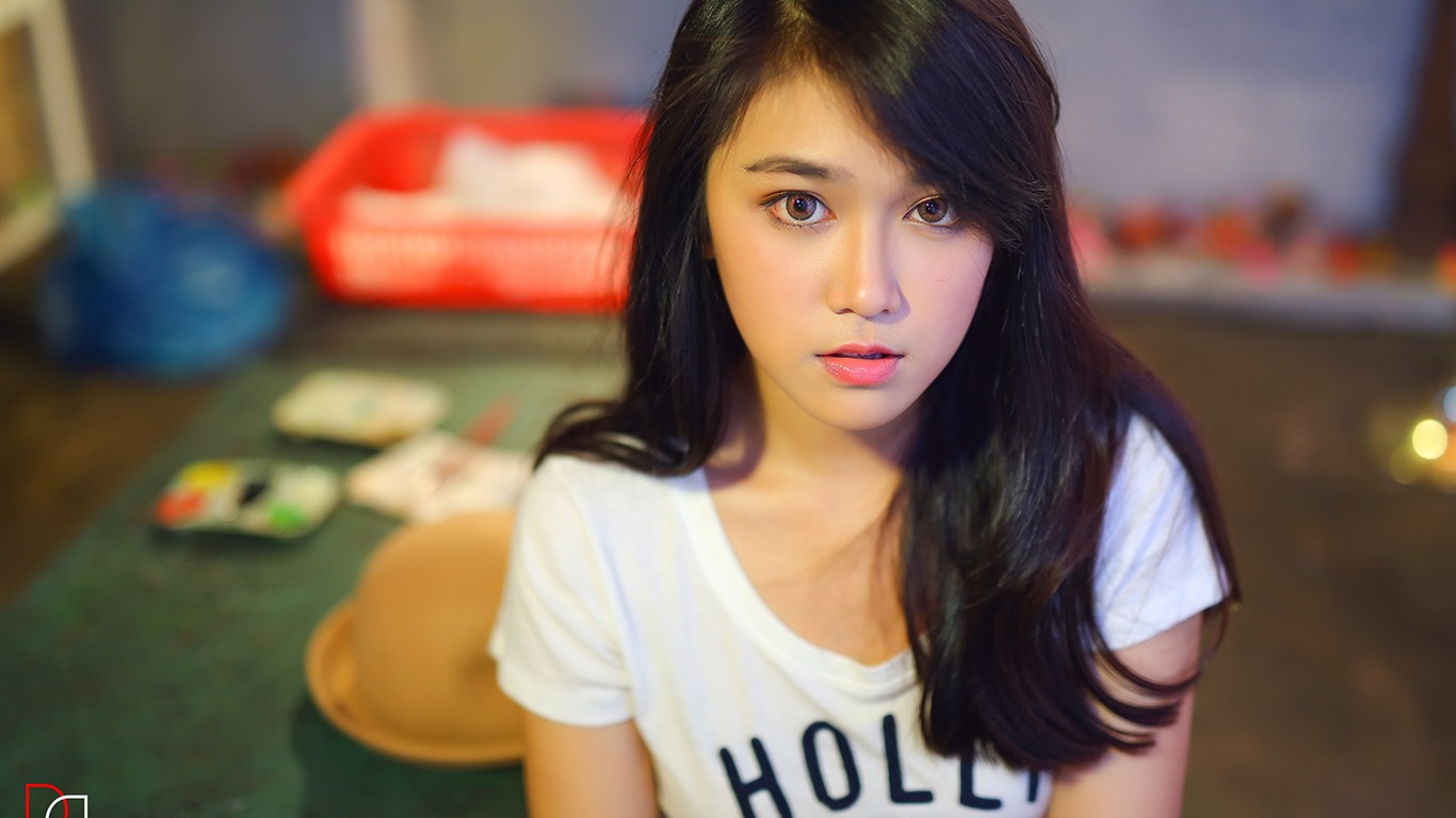 순수하고 사랑스러운 젊은 아시아 여자의 HD 월페이퍼 컬렉션 (3) #40 - 1366x768
