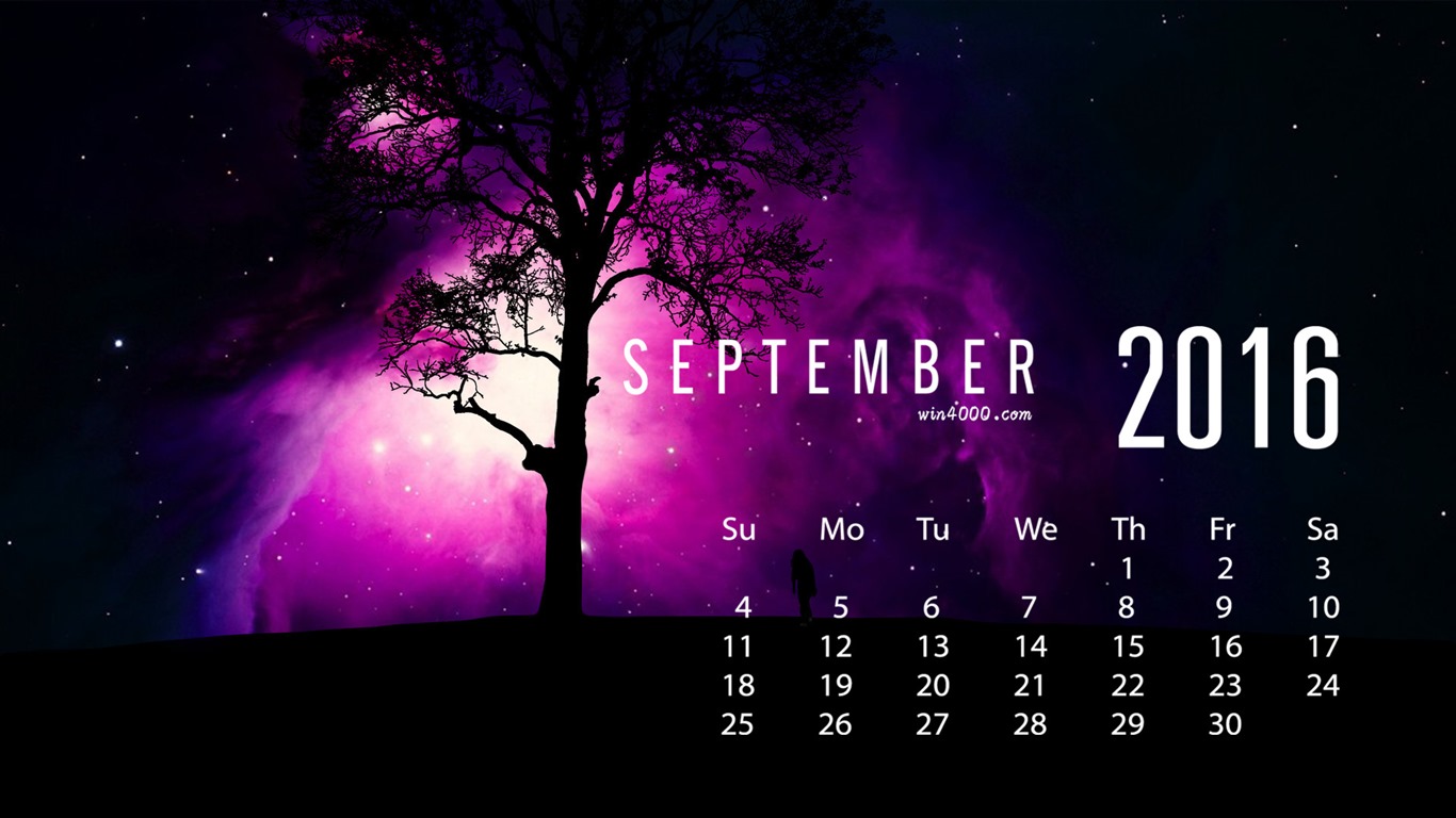 Septembre 2016 calendrier fond d'écran (1) #1 - 1366x768