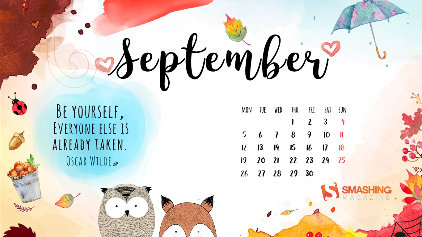 De septiembre de fondo de pantalla de calendario el año 2016 (2) #1 - 1366x768