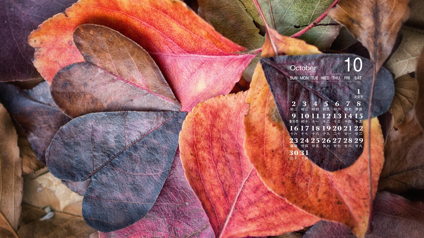 Октябрь 2016 обои календарь (1) #9 - 1366x768