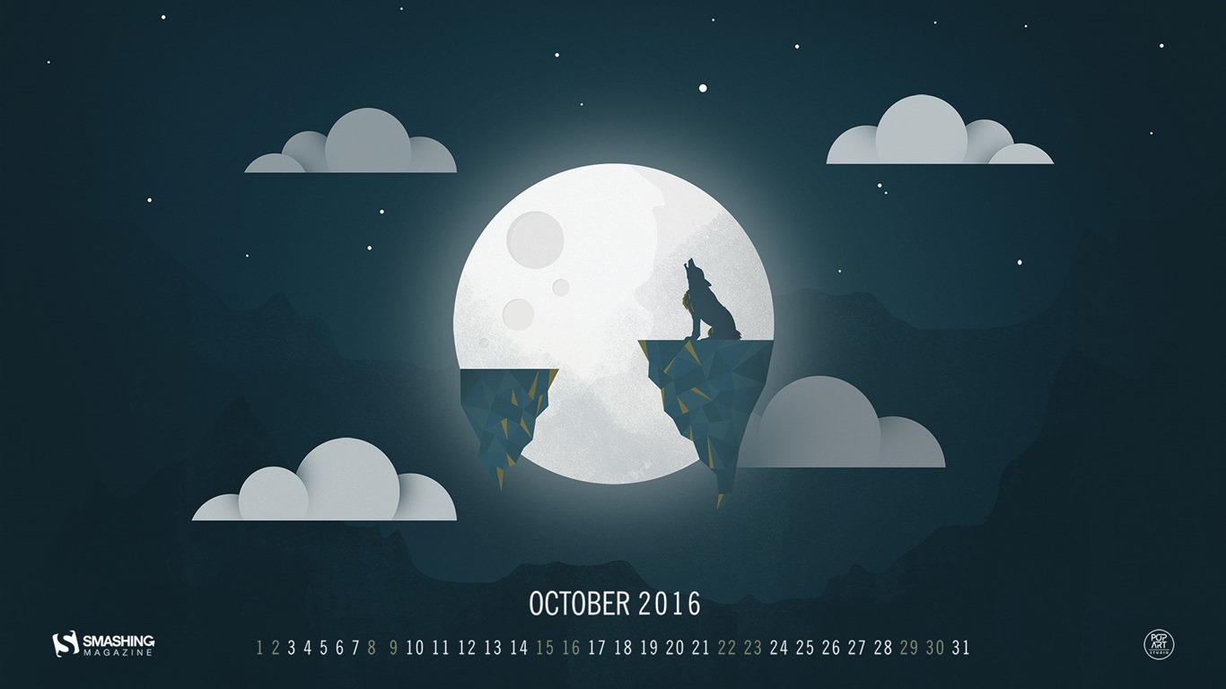 Octobre 2016 calendrier fond d'écran (2) #9 - 1366x768