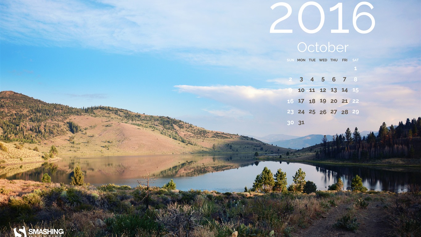 De octubre de el año 2016 fondo de pantalla de calendario (2) #20 - 1366x768