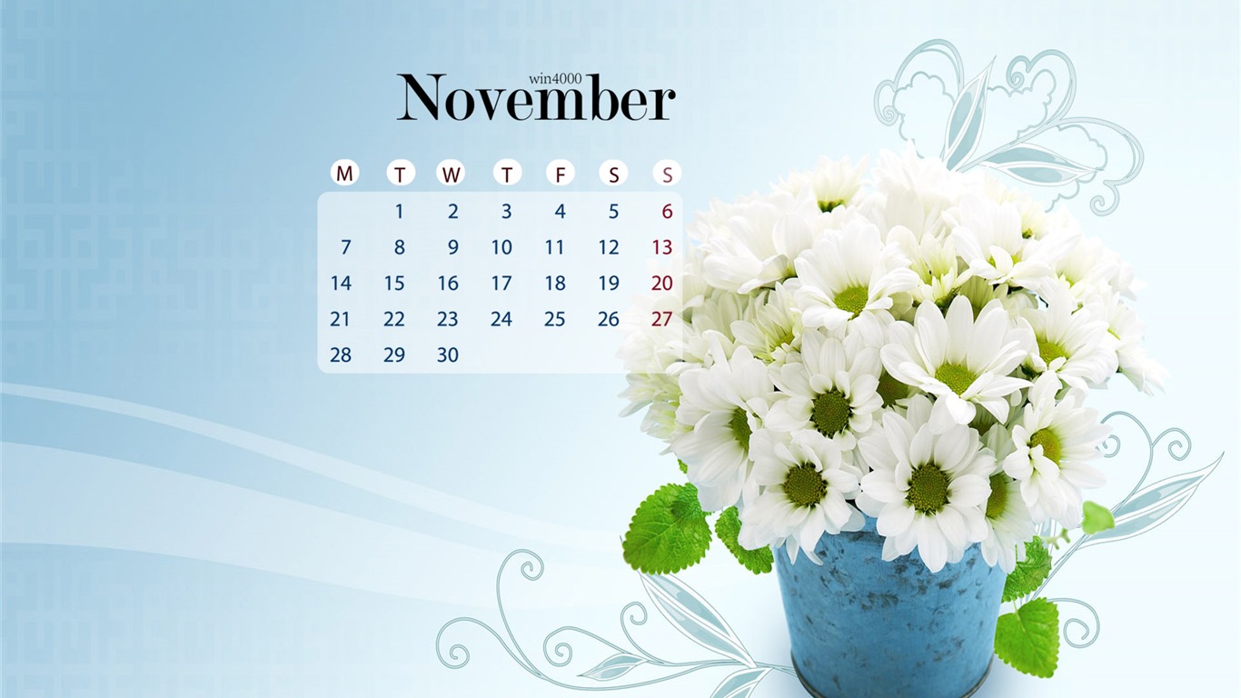 Fondo de escritorio del calendario de noviembre de 2016 (1) #7 - 1366x768