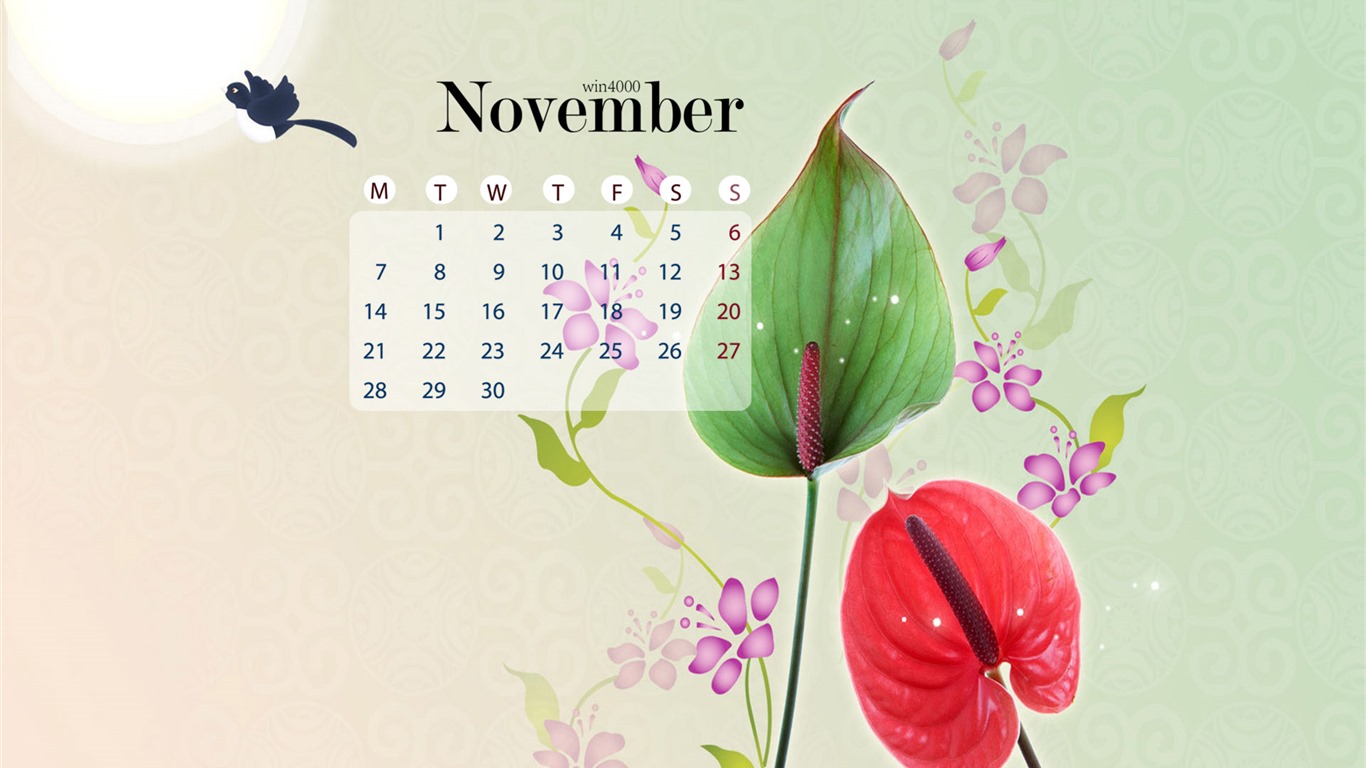 Ноябрь 2016 обои календарь (1) #8 - 1366x768