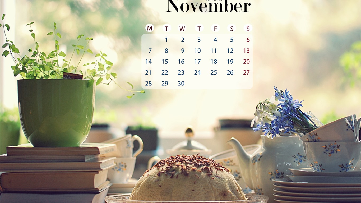 Ноябрь 2016 обои календарь (1) #18 - 1366x768