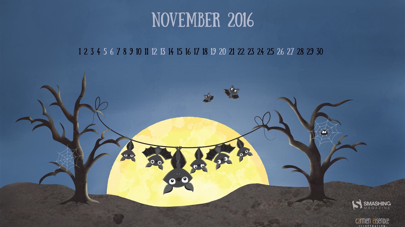 November 2016 calendar wallpaper (2) #15 - 1366x768