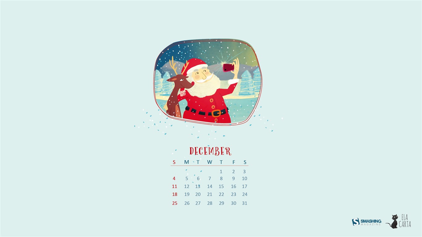 2016年12月 圣诞主题月历壁纸(一)15 - 1366x768