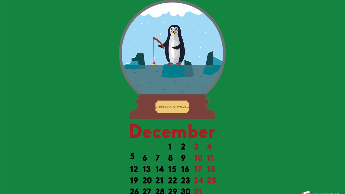 2016年12月クリスマステーマカレンダーの壁紙 (2) #8 - 1366x768