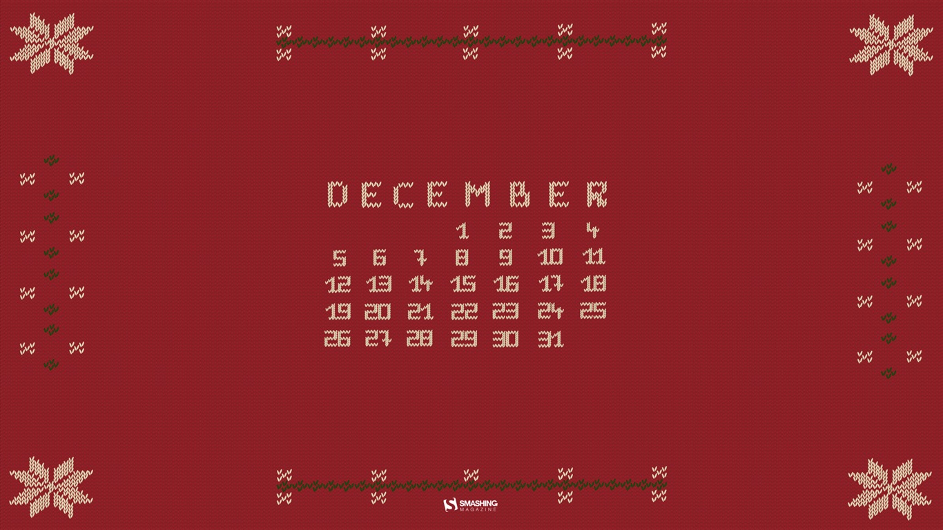 December 2016 Christmas theme calendar wallpaper (2) #12 - 1366x768