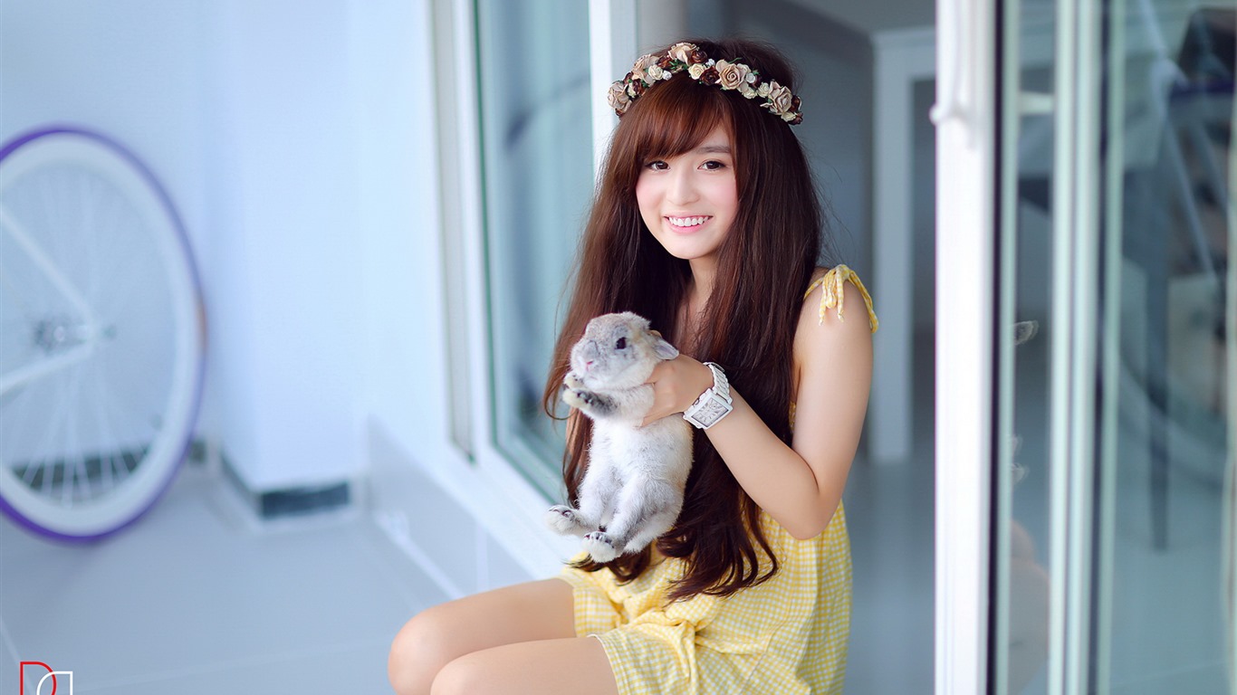 순수하고 사랑스러운 젊은 아시아 여자의 HD 월페이퍼 컬렉션 (5) #23 - 1366x768