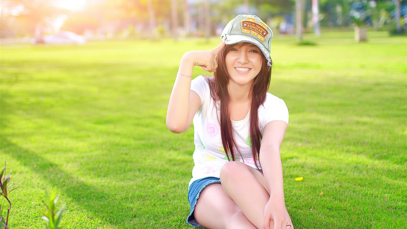 순수하고 사랑스러운 젊은 아시아 여자의 HD 월페이퍼 컬렉션 (5) #36 - 1366x768