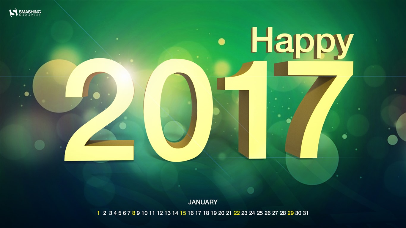 Januar 2017 Kalender Hintergrund (2) #1 - 1366x768