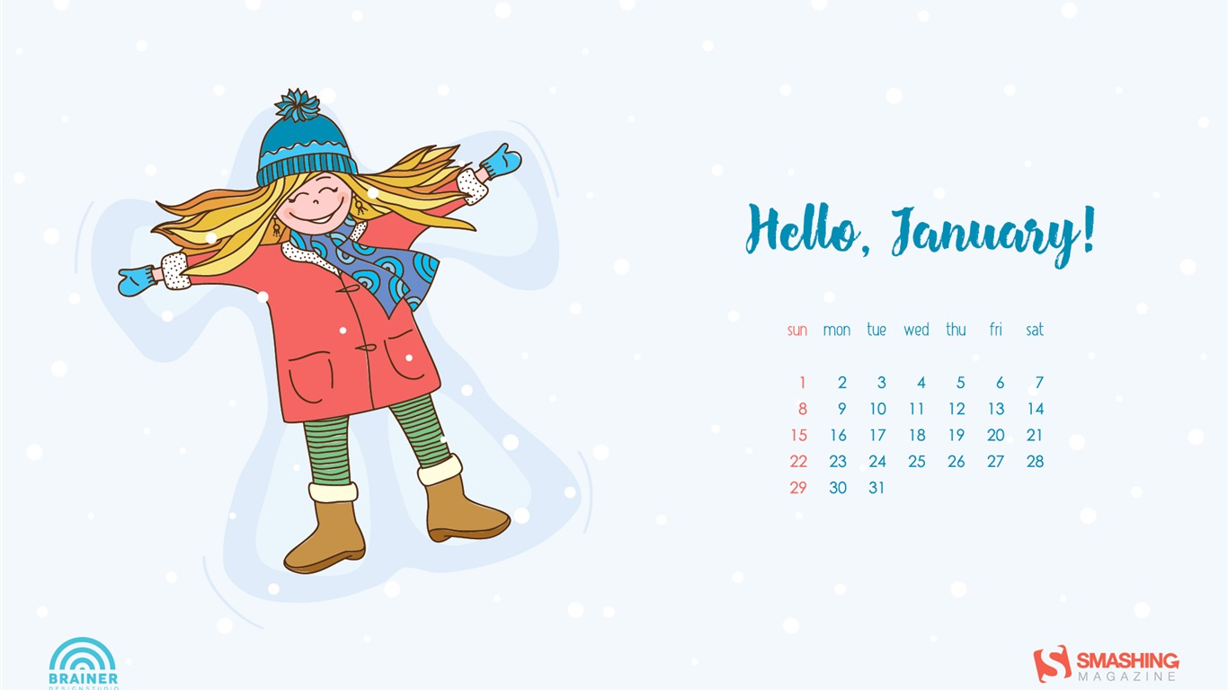 Januar 2017 Kalender Hintergrund (2) #2 - 1366x768