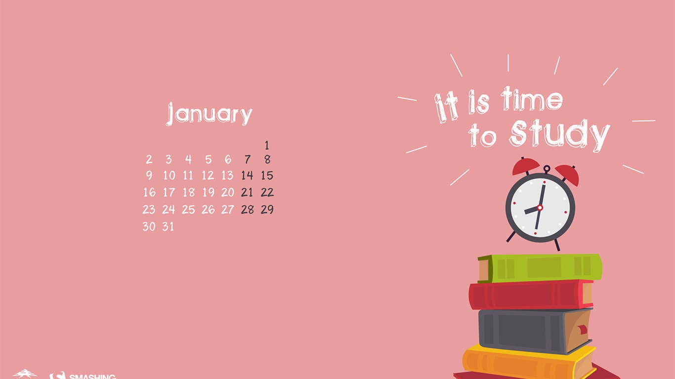 Январь 2017 обои календарь (2) #19 - 1366x768
