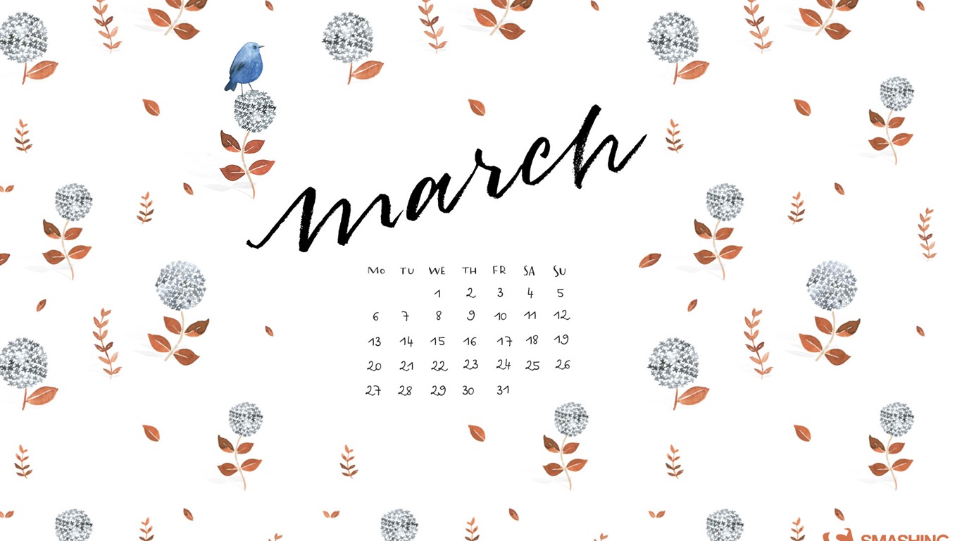Март 2017 календарь обои (2) #15 - 1366x768