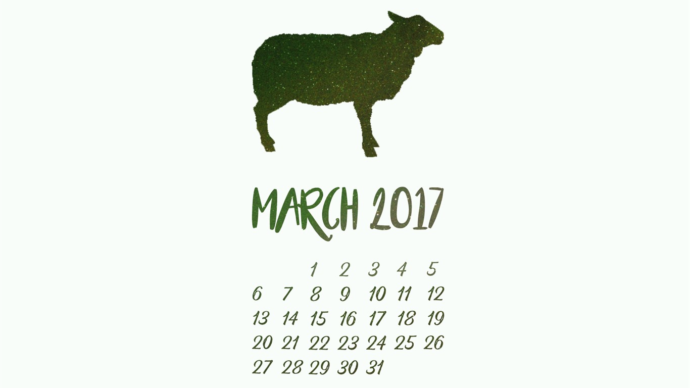 2017年3月 月历壁纸(二)16 - 1366x768