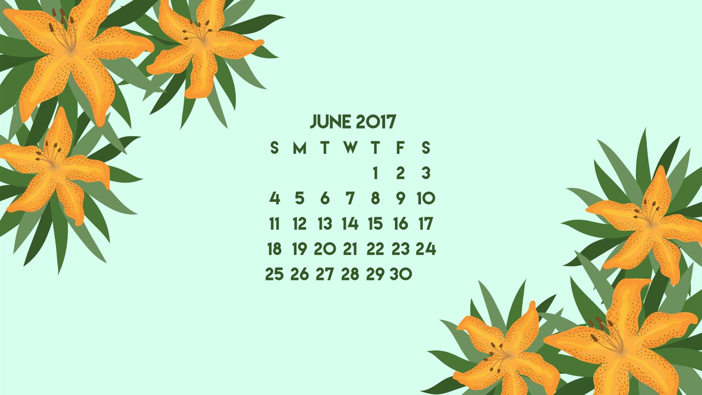 2017年6月のカレンダーの壁紙 #3 - 1366x768