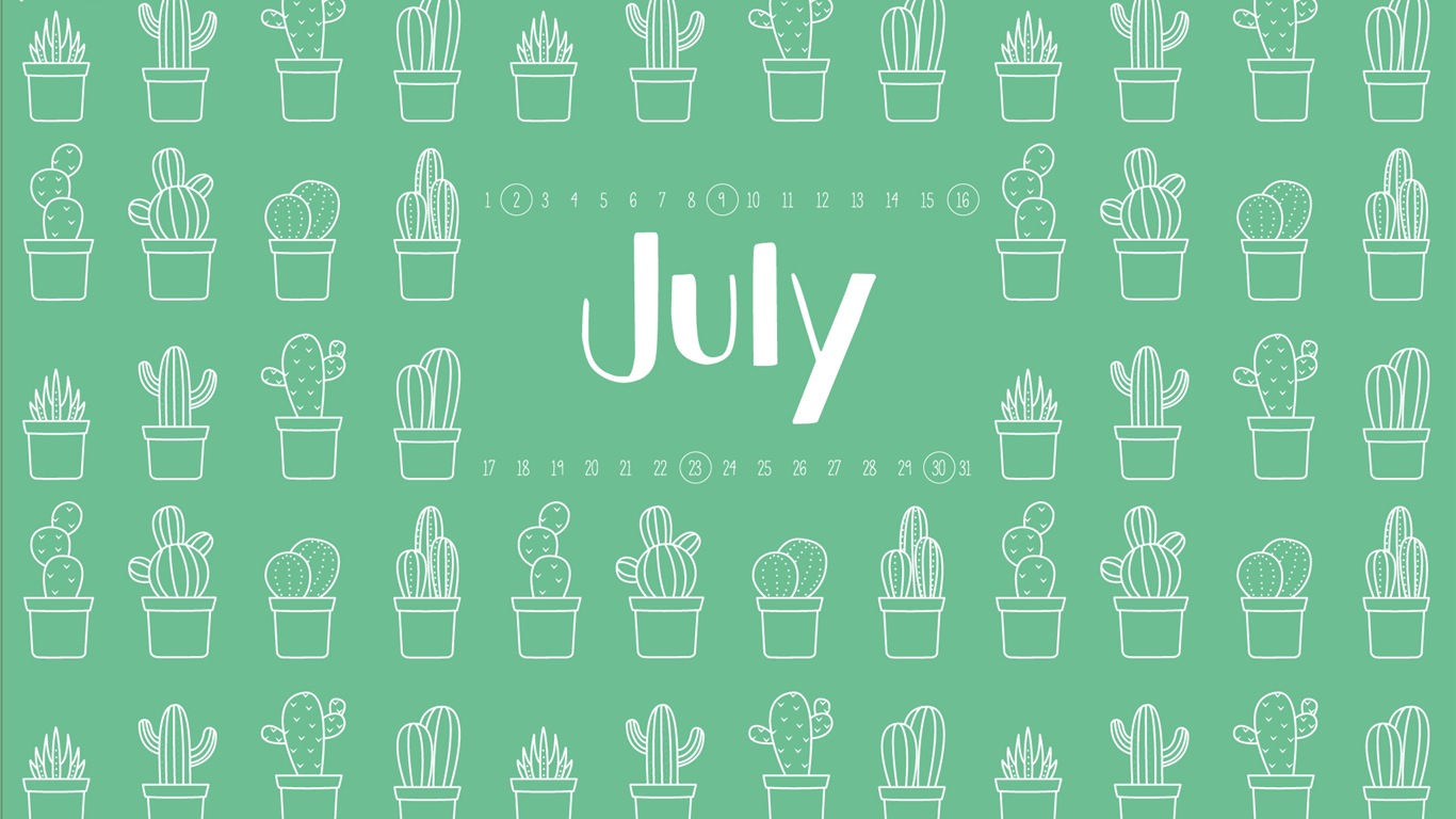 Fondo de escritorio del calendario de julio de 2017 #3 - 1366x768