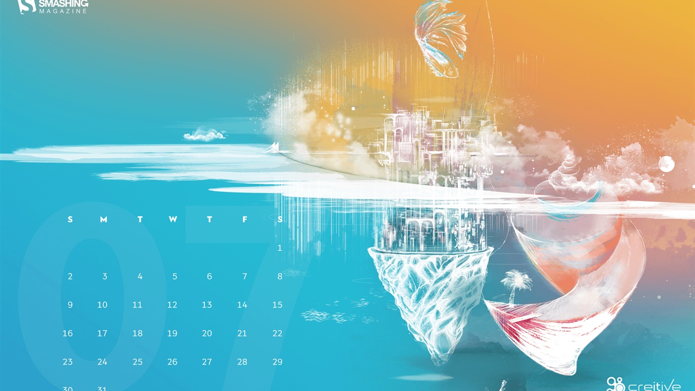 July 2017 calendar wallpaper #5 - 1366x768