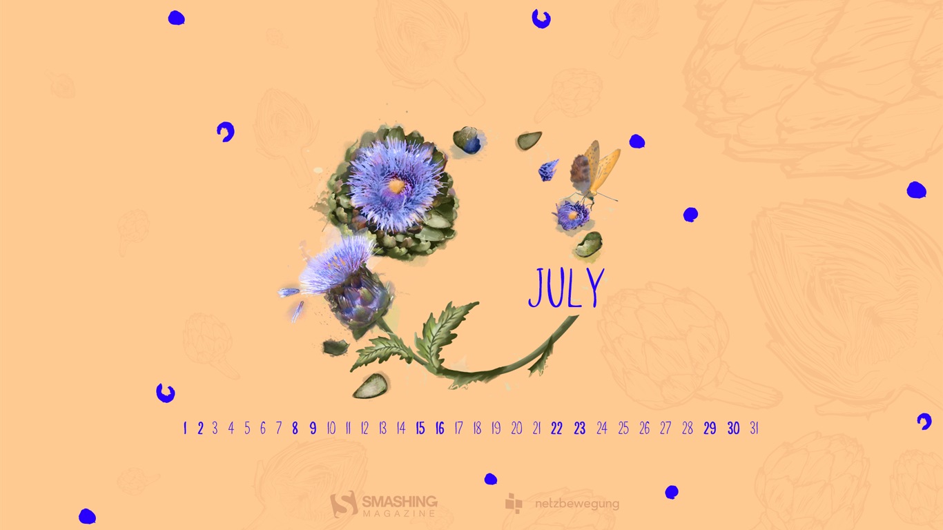 Fondo de escritorio del calendario de julio de 2017 #23 - 1366x768