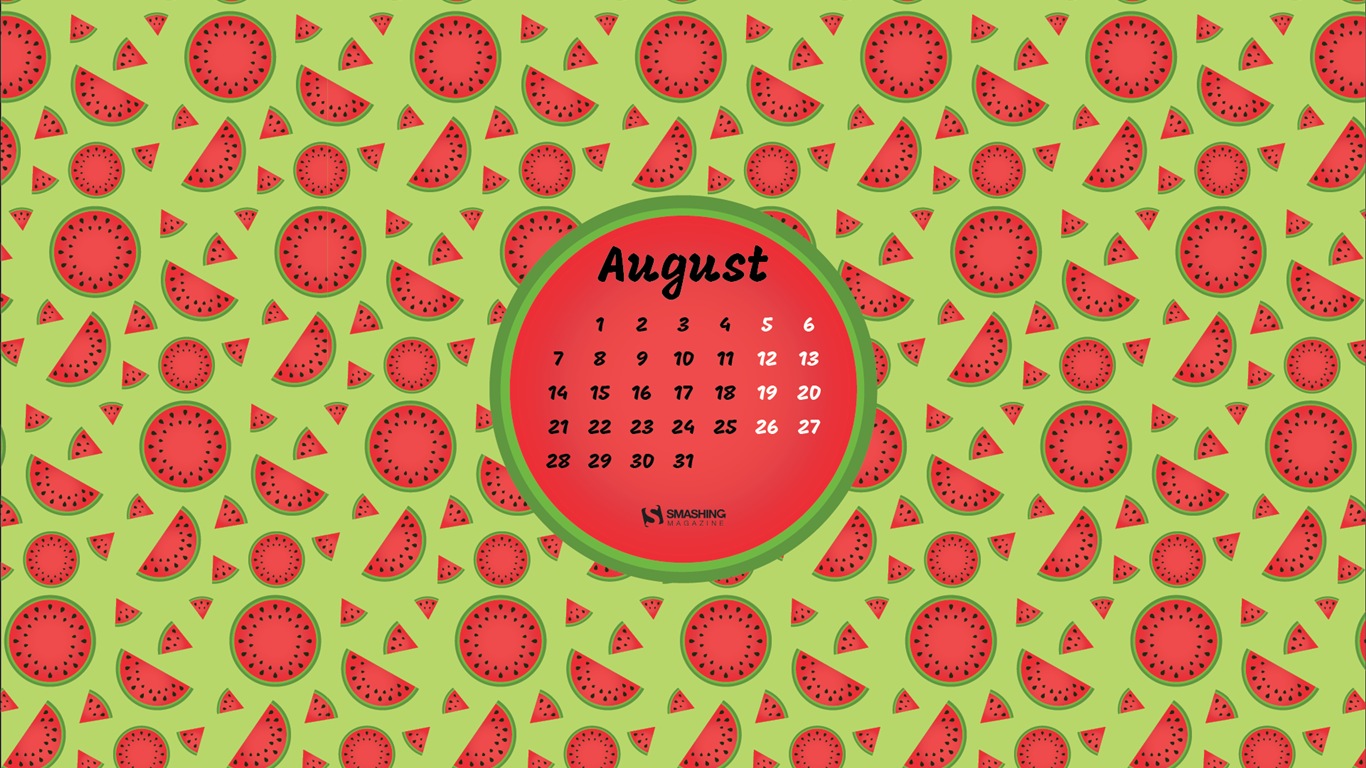 2017年8月のカレンダーの壁紙 #17 - 1366x768